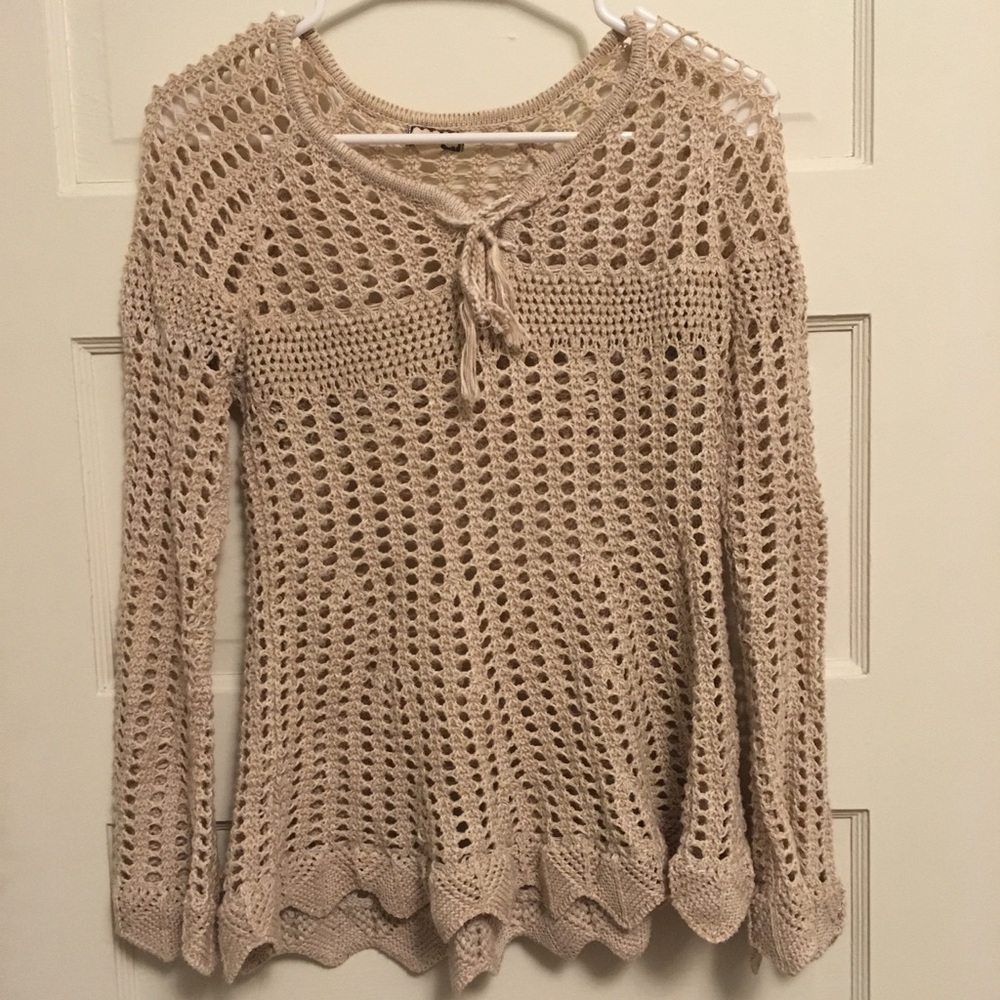 Crocheted cream sweater!